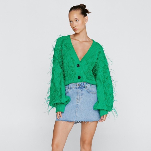 Nastygal Premium Cable Feather Knit Sweater - Picture 1 of 2